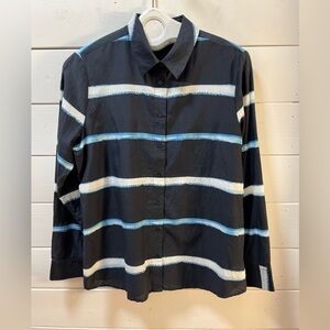 CONTEMPORAINE by Simons Navy Striped Shirt – Organic Cotton & Silk – Size L